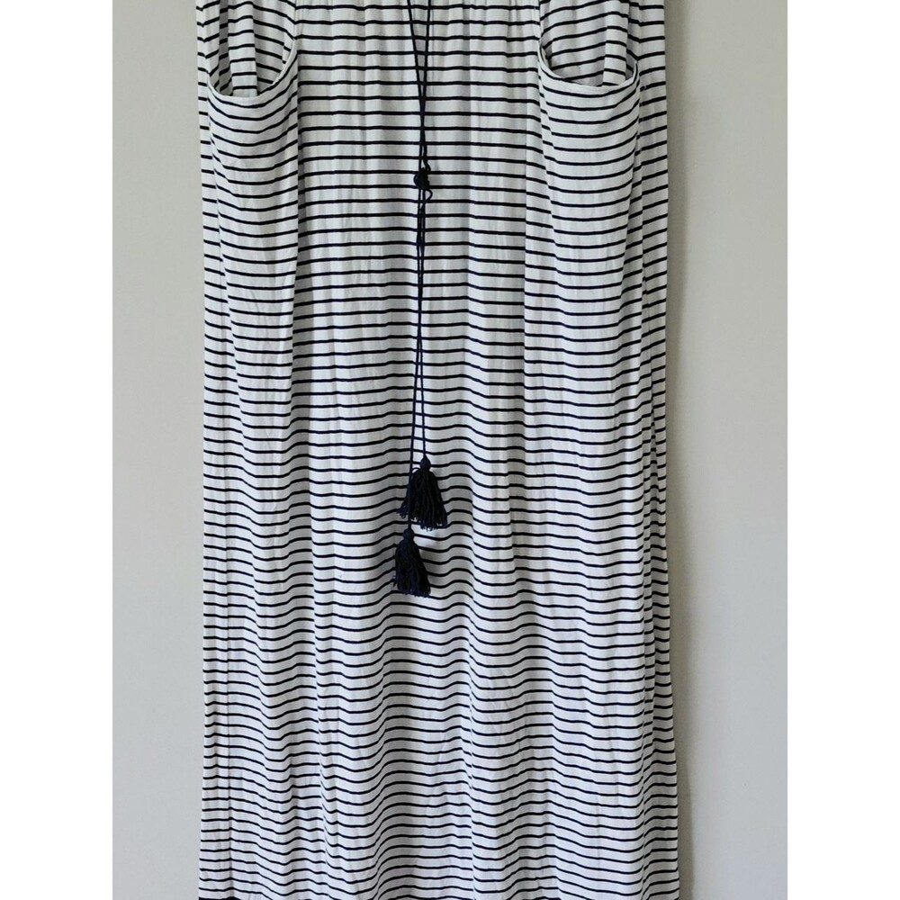 Sophie Max Black & White Striped Maxi Skirt with Tassel Tie